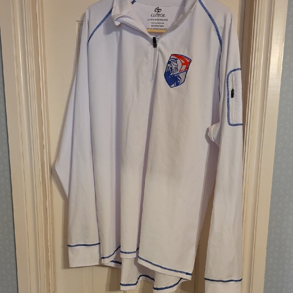 Cutter & Buck White Long Sleeve Men's Shirt with Blue Accents